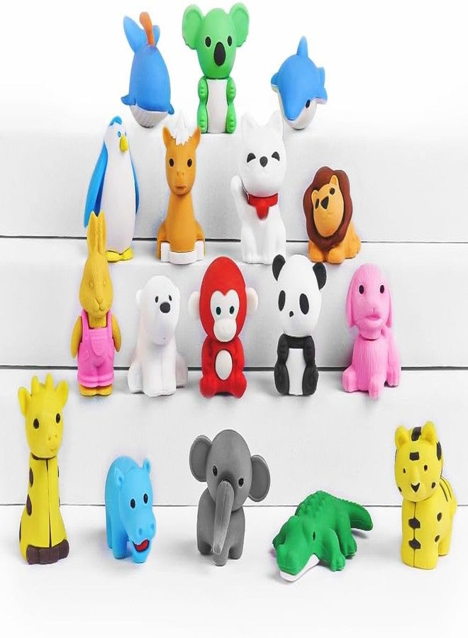OFFCUP Set of Erasers, 17 Pieces Erasers for Children, Mini Erasers, Animals of Erasers, Children Party Gifts, Gifts for Students and Gadgets End of School Year, Party Accessories - Image 1